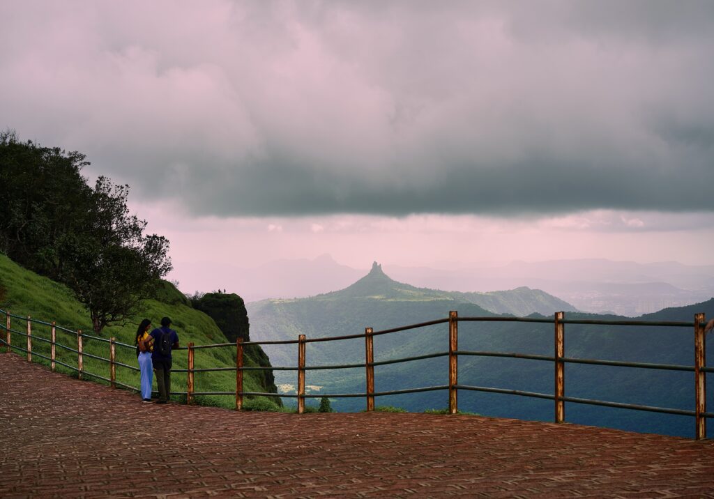 Matheran hill station with couple standing